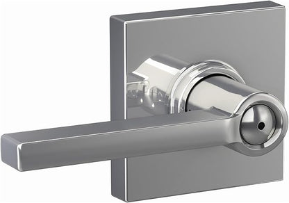 Schlage F40 LAT 625 COL Latitude Lever with Collins Trim Bed & Bath Privacy Door Lock, Bright Chrome
