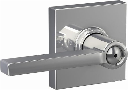 Schlage F40 LAT 625 COL Latitude Lever with Collins Trim Bed & Bath Privacy Door Lock, Bright Chrome