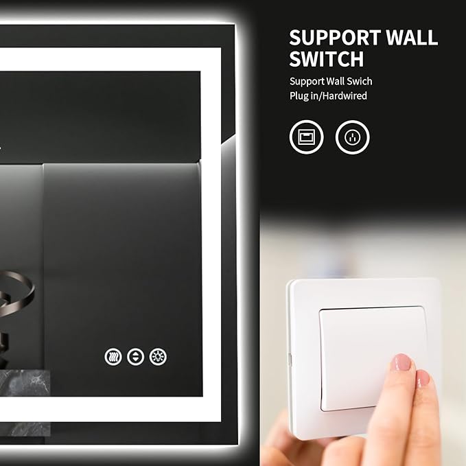 LOAAO 48"X28" LED Bathroom Mirror with Lights, UL Listed | Anti-Fog, Dimmable, 3 Color Temperature, Backlit + Front Lit, Memory Function, Tempered Glass