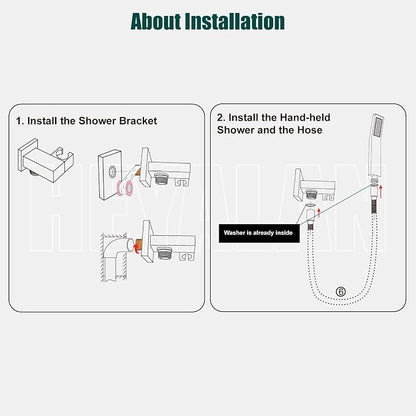 Heyalan Hand-held Shower Head Set-SUS304 Handheld Shower,Polish Chrome | SUS304 stainless steel wand, curved-style design, single rain spray, 59-inch long hose and standard 1/2-inch connection