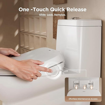JOMOO Smart Bidet Toilet Seat Elongated, Electric Bidet with Heated Seat, Warm Air Dryer, Self-Cleaning Stainless Steel Nozzle, Remote Control, Night Light, Easy Installation