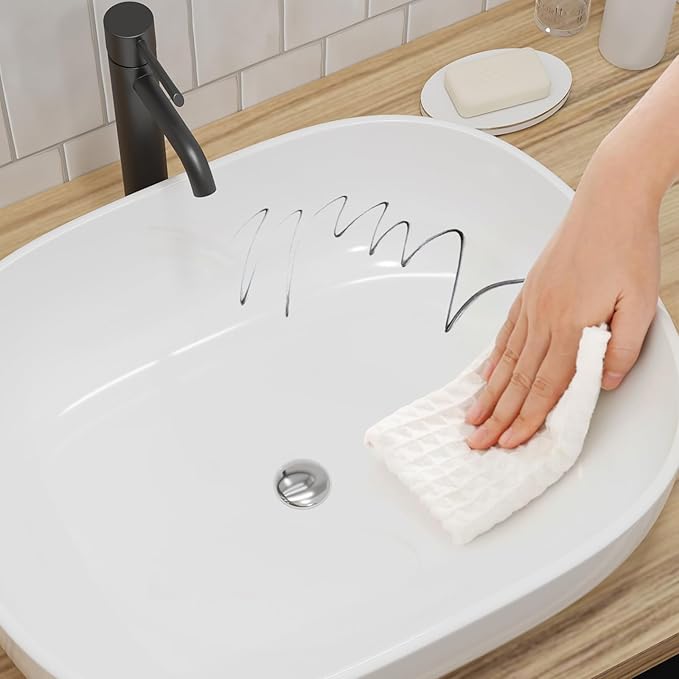 20"X16" Bathroom Vessel Sink Rectangular Above Counter White Porcelain Fireclay Ceramic Modern Vanity Sink Rectangle Art Basin