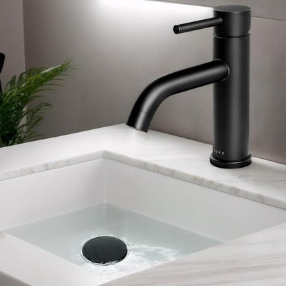 Bathroom Faucet Single Handle Black Bathroom Sink Faucet Matte Single Hole Basin Vanity Faucet 1 or 3 Hole Bathroom Faucet Single Handle Bathroom with Pop-up Drain & Deck Plate