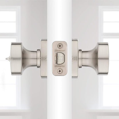 Kwikset Arroyo Knob Interior Privacy Door Knob with Lock, Door Handle For Bathroom and Bedroom, Satin Nickel Keyless Turn Lock Doorknob, with Microban Protection