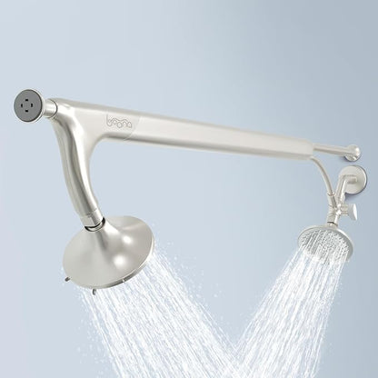 BOONA Original Tandem Shower as Seen on Shark Tank | Dual Shower Head for Couples | Max Water Pressure for Two | Easy Install (Brushed Nickel, Two Showerheads)