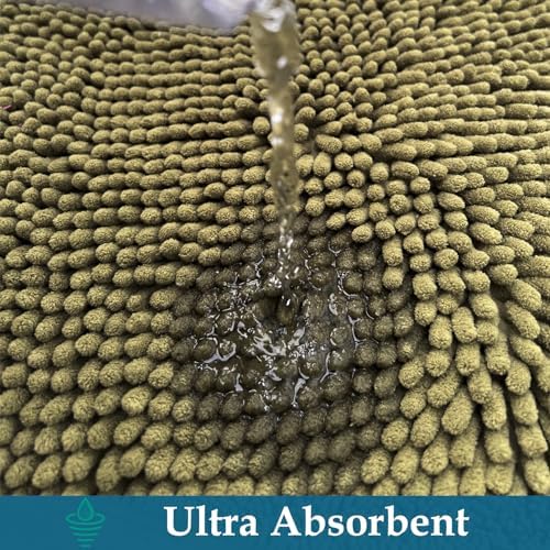 Bathroom Rugs Sets 2 Piece, Soft Absorbent Chenille Bath Mats Set, Dry Fast, Machine Washable Bathroom Carpet Set for Bathtub, 16x24+20x32 Inches, Sage Green
