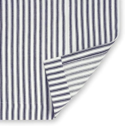 Navy Blue and White Ticking Stripe Woven Cotton Shower Curtain Extra Long 72 Inches W x 84 Inches L