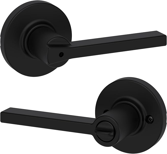 Kwikset Casey Interior Privacy Round Door Handle with Lock, Door Lever for Bathroom and Bedroom, Satin Nickel Reversible Keyless Turn Lock, with Microban Protection
