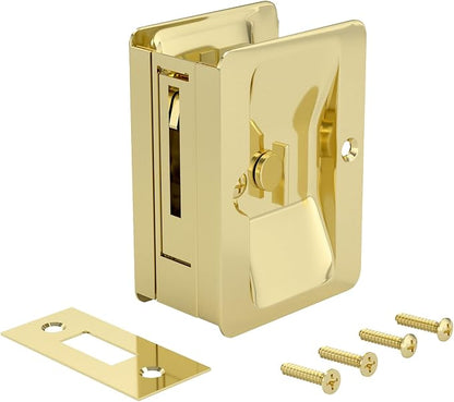 Richelieu | Onward Privacy Lock Pocket Door Pull, Rectangular, Brass