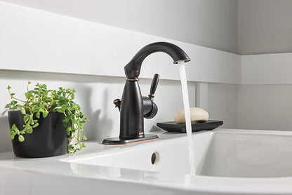 Moen Sarona Mediterranean Bronze One-Handle Single Hole Rustic Farmhouse Bathroom Sink Faucet with Optional Deckplate, 84144BRB