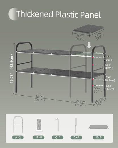 NETEL Under Sink Organizers and Storage, 2 Tier Expandable Under Cabinet Organizer Shelf with 8 Removable Panels,Expandable Shelf for Cupboard,Kitchen,Bathroom,Shoe Storage Rack