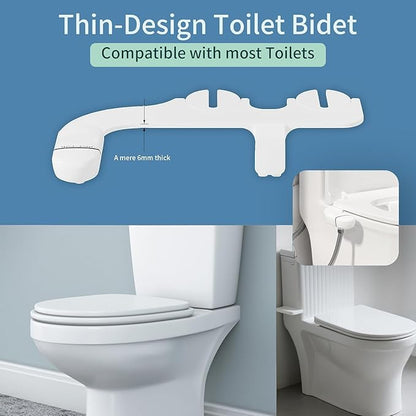 Bidet Attachment,Non-Electric Ultra-Slim Bidet Attachment for Toilet Seat,Adjustable Water Pressure,Compatible with various Toilet Types, Easy to Install