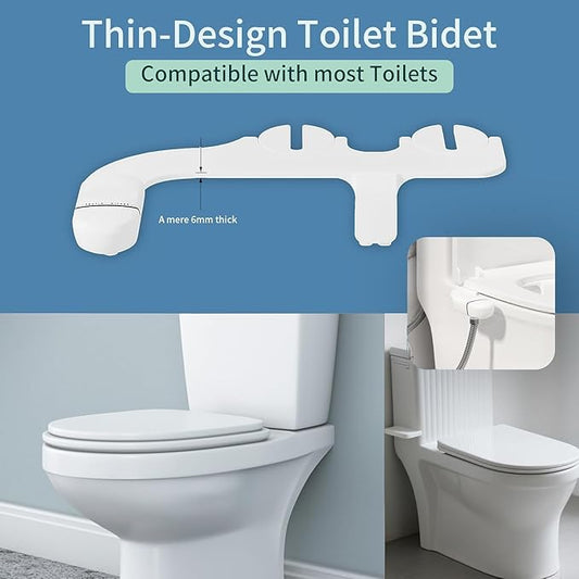Bidet Attachment,Non-Electric Ultra-Slim Bidet Attachment for Toilet Seat,Adjustable Water Pressure,Compatible with various Toilet Types, Easy to Install