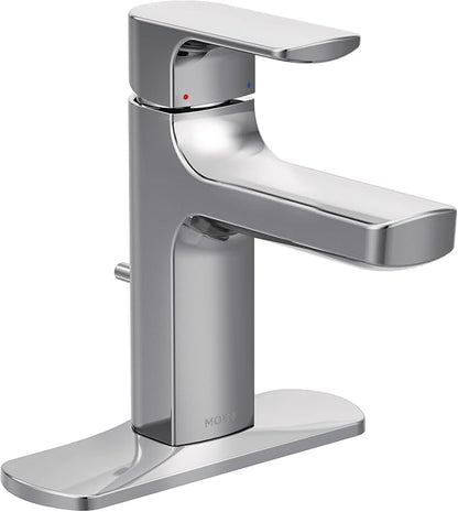 Moen Rizon Chrome One-Handle Modern Bathroom Faucet with Drain Assembly, 6900