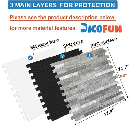 DICOFUN 10-Sheet Peel and Stick Backsplash Wall Tile, PVC Kitchen Backsplash Peel and Stick in Distressed Wood, 9.4 sq.ft