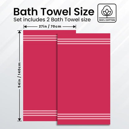 Infinitee Xclusives 100% Ring-Spun Cotton Bath Towels for Bathroom - Pack 2 | Luxury Super Soft, Absorbent & Quick-Drying |27x54 inches| Large Bathroom Towels Set |600 GSM| Gym, Shower, Spa & Hotel Use