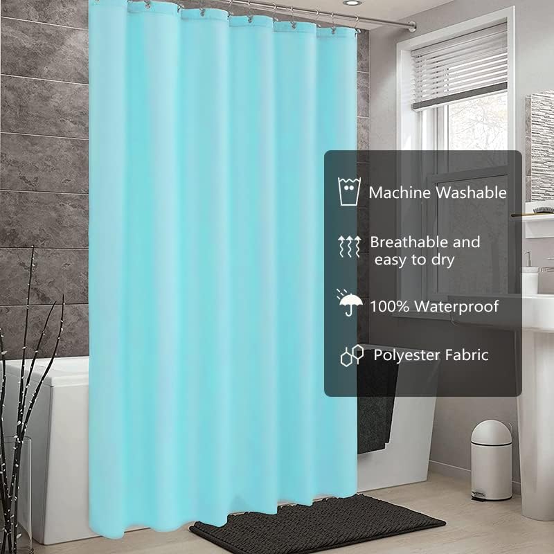 LLSCL Sapphire Blue Fabric Shower Curtain Liner with Magnets, Waterproof Hotel Quality, 72 x 72 Machine Washable