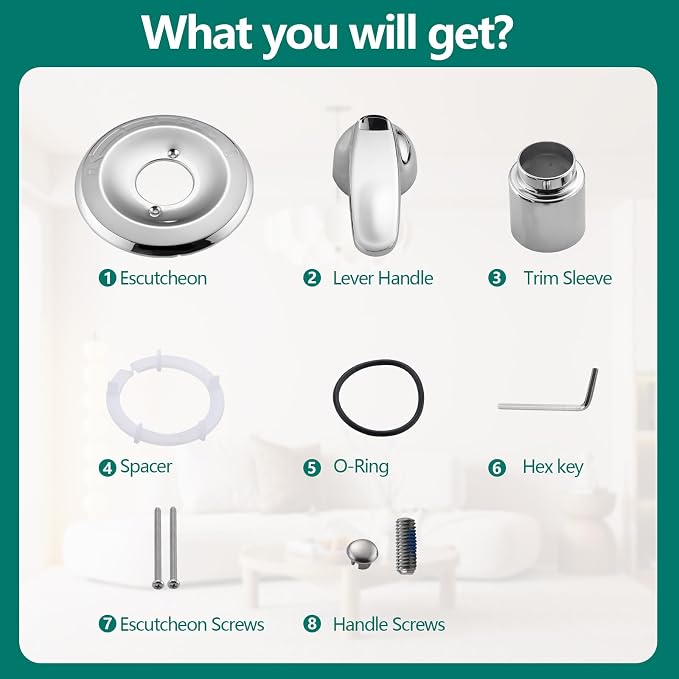 Shower Trim Kit Compatible with 1300/1400 Series, 1 Handle, Long Sleeve (Valve& Catridge Not Inclued), Chrome
