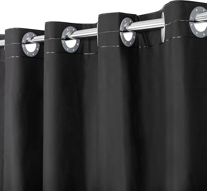 No Hook PEVA Shower Curtain or Liner, Standard Size 71 x 74, Black | 8G Heavy Duty, Black Bathroom Shower Curtain, No Hooks Required, Waterproof Plastic & PVC Free