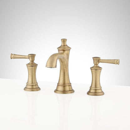 Signature Hardware 948585 Beasley 1.2 GPM Widespread Bathroom Faucet with Pop-Up Drain Assembly - Aged Brass | Includes - Pop-Up Drain Assembly - Aged Brass