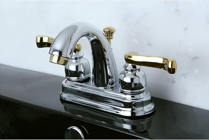 Kingston Brass KB5614FL 4 in. Centerset Bathroom Faucet, Polished Chrome/Polished Brass