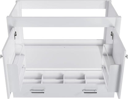 Montary 42" Bathroom Vanity Without Sink, Modern Stylish MDF Bathroom Storage Cabinet, Freestanding Vanity with 2 Doors and One Large Divided Drawer, White (NOT Include Sink)