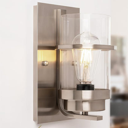 Brushed Nickel Modern Wall Sconces,Bathroom Light Fixture,10.2 in | E26 Base,modern wall sconces for hallways,stairs,bedroom,beside lights wall mounted