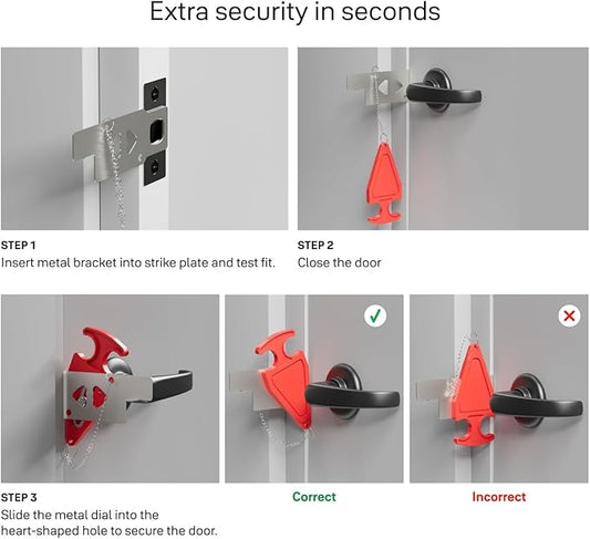 Master Lock Portable Door Lock for Travelers at Hotel, Apartment, Front Entry Security with Stopping Protection 2 pk