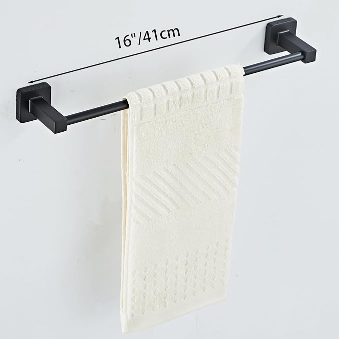 Matte Black Bathroom Hardware Set 8 Pieces,Towel Bar Set Stainless Steel Wall Mounted, Includes 16In Hand Towel Bar, Towel Ring, Robe Towel Hooks,Toilet Paper Holder, Bathroom Towel Rack Set…