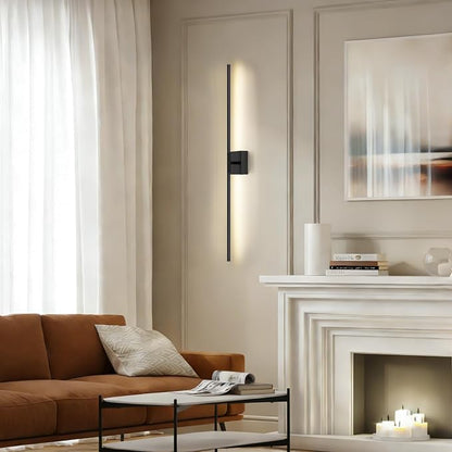 Battery Operated Wall Sconce, 3000K-6000K Dimmable Black Wall Lights with Remote Control, Timable LED Wireless Wall Sconces, 350° Ratate for Bathroom, Living Room, Hallway 39.4 Inch 1 Pack