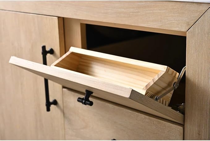 Vanity Art 42" Bathroom Vanity with Sink, Vanity Cabinet with Doors and Shelf, Modern Wood Bathroom Vanity with White Marble Top, Solid Wood Frame, 2 Right Functioning Shaker Drawer,VA70-42-LW-B