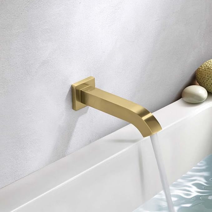 Tub Shower Faucet Set Brushed Gold Bathroom Rainfall Mixer 8 Inch Shower Head System with Tub Spout Single Handle Shower Trim Kit with Valve