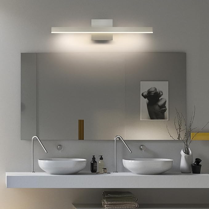Joossnwell Bathroom Vanity Lighting Fixtures Over Mirror Brushed Nickel | 23.62 Inch bathroom Lights Fixtures Modern Vanity Light Bar Wall Mount Sconces Lamps 18W 4000K
