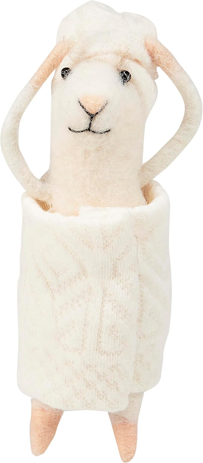 Primitives by Kathy Collectible Critter, Bathtime Mouse Wrapped in a Fabric Bath Towel, Coordinates with Bathroom Decor, Cute Everyday Home Accent or Gift
