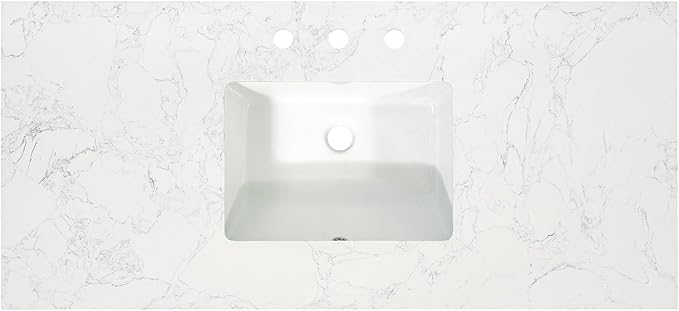 Ceres 49" Engineered Stone Vanity Top in Grain White with Single White Sink