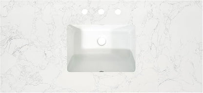 Ceres 49" Engineered Stone Vanity Top in Grain White with Single White Sink