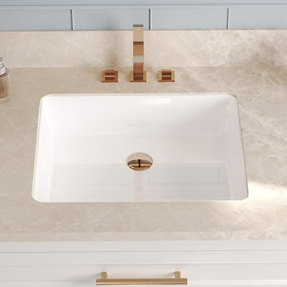 DeerValley 20x16 Inch Black Rectangular Undermount Bathroom Sink, Porcelain Ceramic Vessel Sink with Overflow, Modern Vanity Basin, DV-1U201