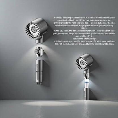 Filtered Shower Head with Handheld & High Pressure - Shower Head with 59" Stainless Hose for Hard Water | 3 Spray Modes with 10 Replaceable Filters