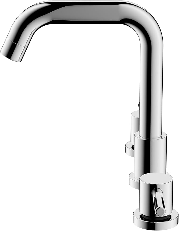 Two Handles Widespread 8 inch Bathroom Faucet,Split Lavatory Sink Faucet,Pop Up Drain,cUPC Supply Line,360°Swivel Spout,7-Shape Tube Chrome Plated