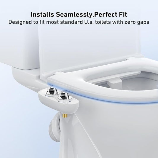 Bidet Attachment, Non-Electric Bidet Attachment – Dual Spray Rods(Frontal & Rear Wash), Dual Handles, ABS Material,Adjustable Cold Water Pressure for Feminine Hygiene, Elderly, and Postpartum Care