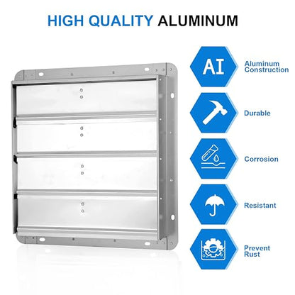 Simple Deluxe 16-Inch Square Aluminum Automatic Gravity Shutter Louver Vent, Silver