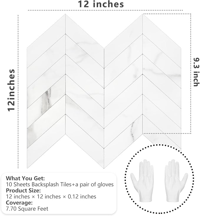 STICKGOO Herringbone Tile Peel and Stick Backsplash for Kitchen&Bathroom