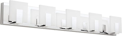 Aipsun 5 Lights Modern LED Bathroom Vanity Light Acrylic Stainless Steel Chrome Up and Down Bathroom Wall Light Over Mirror(White Light 6000K)