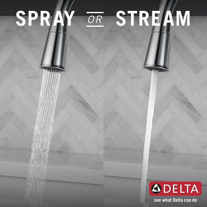 Delta Westville Chrome Kitchen Faucet with Pull Down Sprayer, Contemporary Single Hole Kitchen Sink Faucet, Single Handle, Chrome 9110-DST