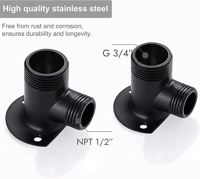 Installation Kit Surface Mount NPT 1/2 Male by G 3/4 Male Matte Black | for Outdoor Exposed Wall Mount Bathroom Faucet Outdoor Shower System Thermostatic Bar Mixer Valve Convert in-Wall