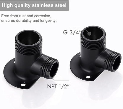 Installation Kit Surface Mount NPT 1/2 Male by G 3/4 Male Matte Black | for Outdoor Exposed Wall Mount Bathroom Faucet Outdoor Shower System Thermostatic Bar Mixer Valve Convert in-Wall