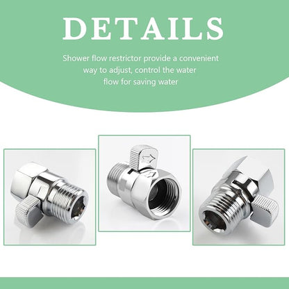 APLusee G 1/2 Water Flow Shut off Valve for Bathroom Shower Head, Chrome | Solid Brass, Adjustable Shower Flow Restrictor with On Off Switch for Family, Control and Save Water