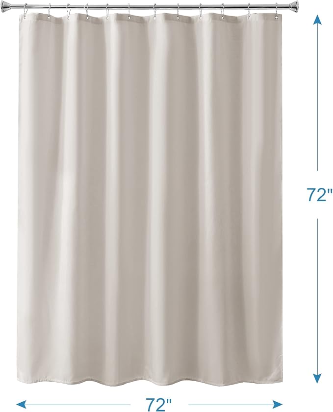 Amazer Khaki Shower Curtain Liner, Khaki Fabric Shower Liner, 2-in-1 Bathroom Shower Curtain and Liner, 12 Grommet Holes, Water Proof, Machine Washable, Hotel Quality, 72 x 72 Inches