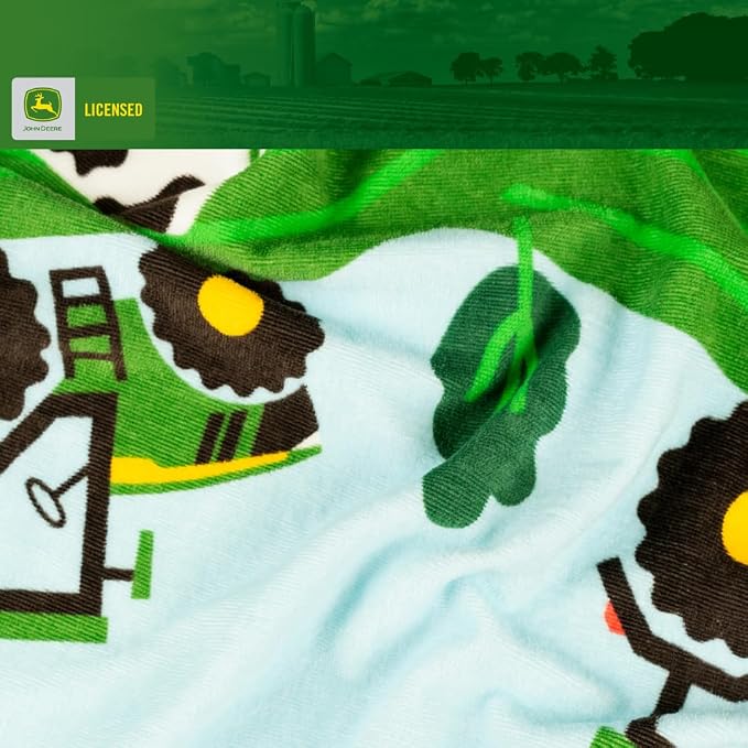 John Deere Tractor Farm Kids Super Soft Bath/Pool/Beach Soft Cotton Terry Hooded Towel Wrap, 24 in x 50 in, (Officially Licensed Product) by Franco
