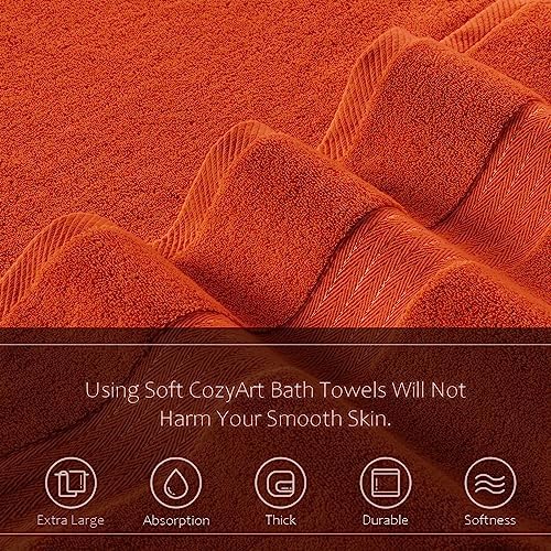 COZYART Luxury Hand Towels 4 PCS, Burnt Orange 100% Turkish Cotton